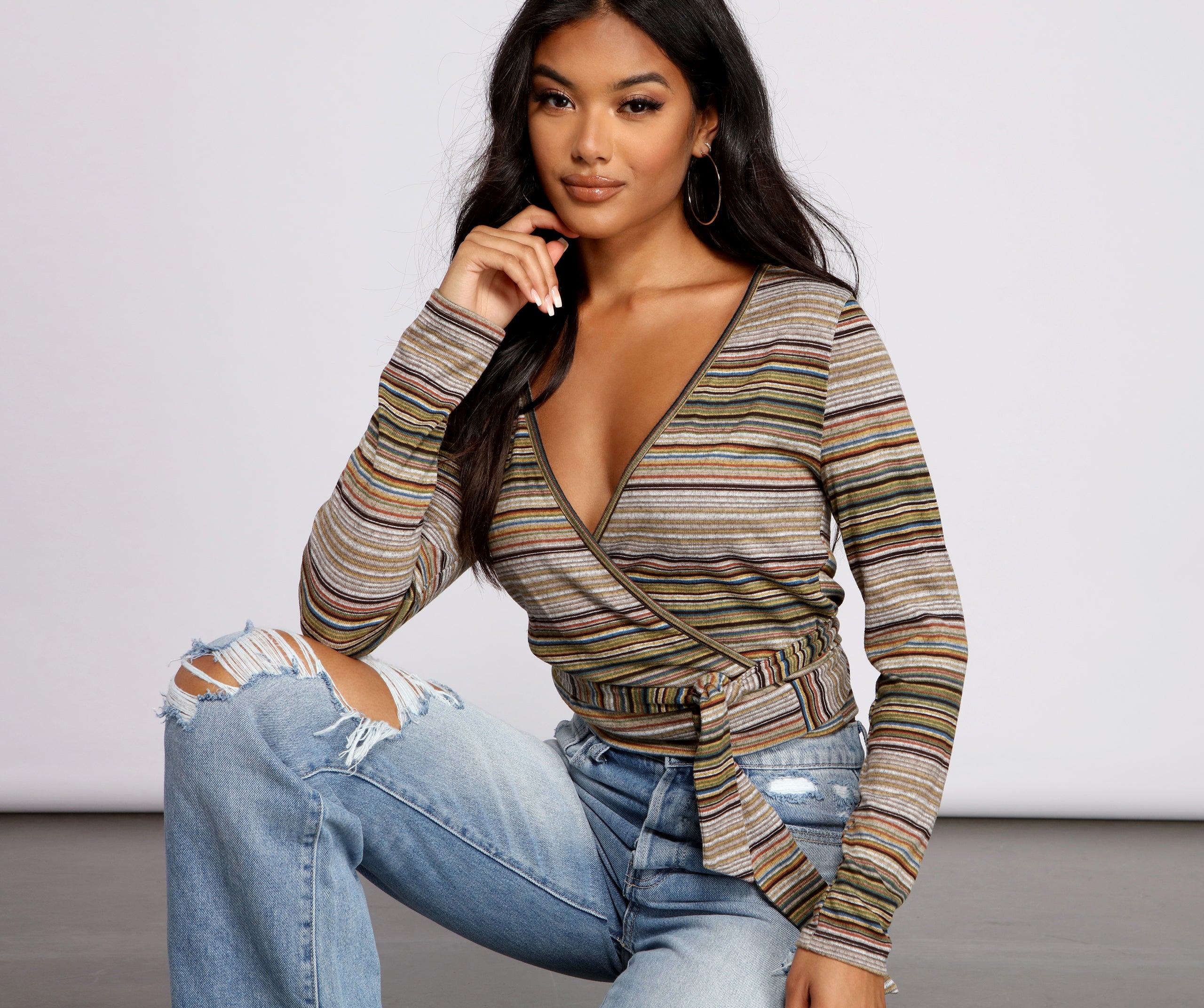 Wrapped In Stripes Brushed Knit Top