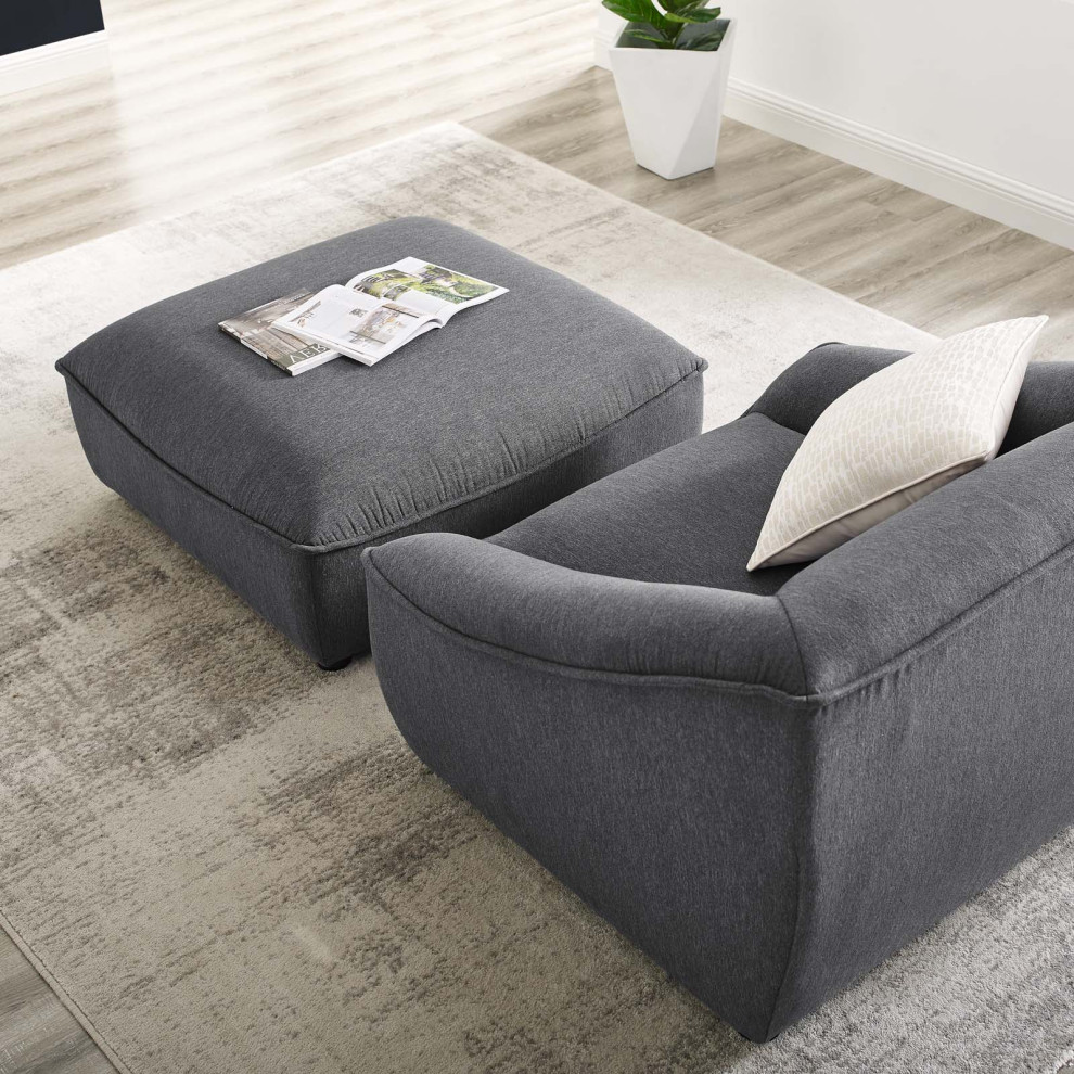 Armchair Accent Chair and Ottoman  Fabric  Dark Gray  Modern  Lounge   Transitional   Armchairs And Accent Chairs   by House Bound  Houzz