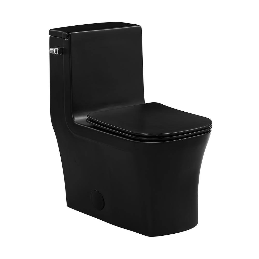 Swiss Madison Concorde 1-piece 1.28 GPF Single Flush Square Toilet in Matte Black Seat Included SM-1T107MB