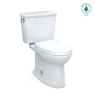 TOTO Drake 2-Piece 1.28 GPF Single Flush Elongated ADA Comfort Height Toilet w 10in Rough-In in Cotton White Seat Included MS786124CEFG.10#01