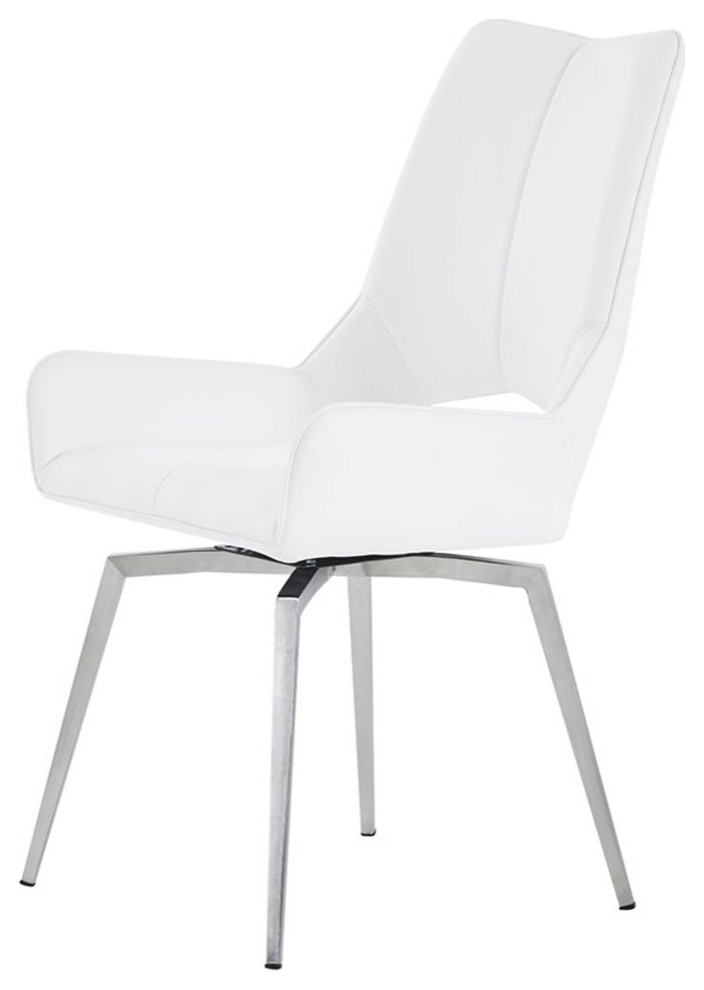 Global Furniture USA 19 quotFaux Leather and Metal Dining Chair in White (Set of 2)   Midcentury   Dining Chairs   by Homesquare  Houzz