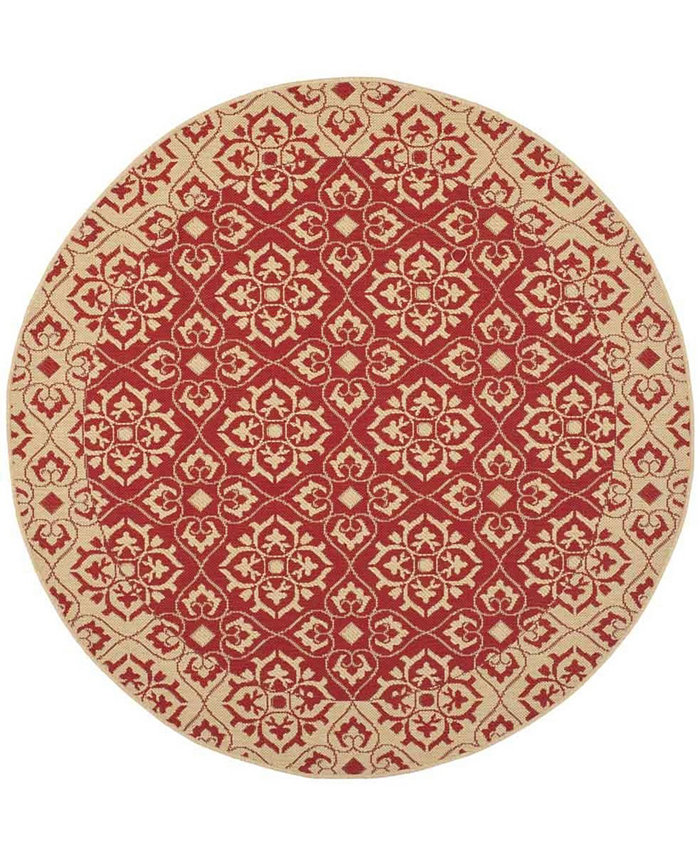 Safavieh Courtyard CY6550 Red and Creme 5'3 x 5'3 Sisal Weave Round Outdoor Area Rug