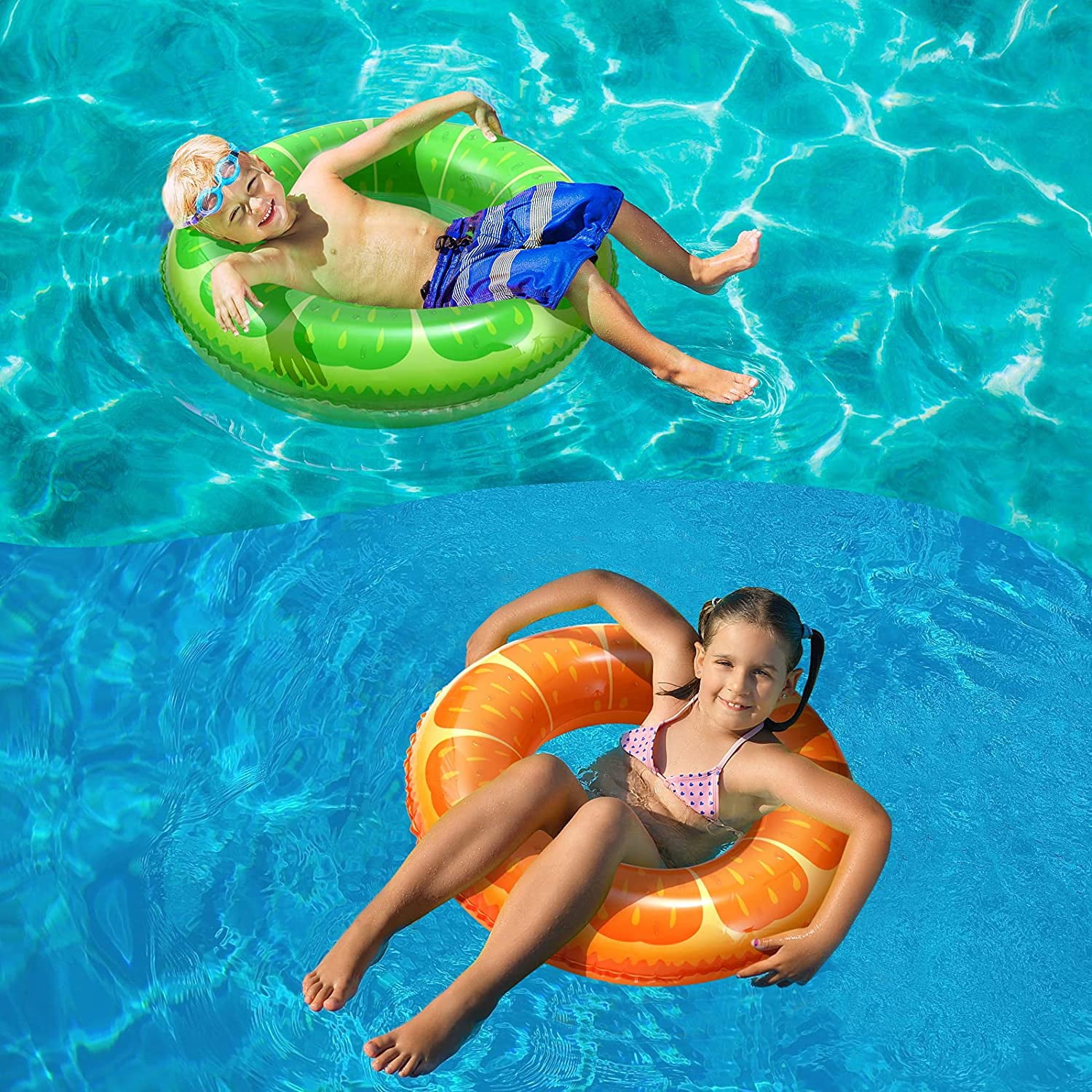 3pcs Inflatable Pool Floats for Kids Adults, Fruits Swim Tube Pool Floaties Swimming Rings for Pool Party Decorations