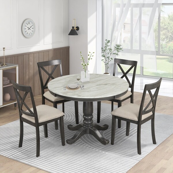 Williamspace 5-Piece 41.7in Modern Dining Set for Home， Kitchen， Dining Room