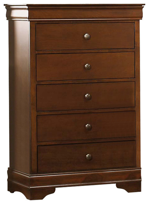 Benzara BM181834 Transitional Style Wooden Chest With 5 Drawers  Cherry Brown   Traditional   Accent Chests And Cabinets   by Benzara  Woodland Imprts  The Urban Port  Houzz