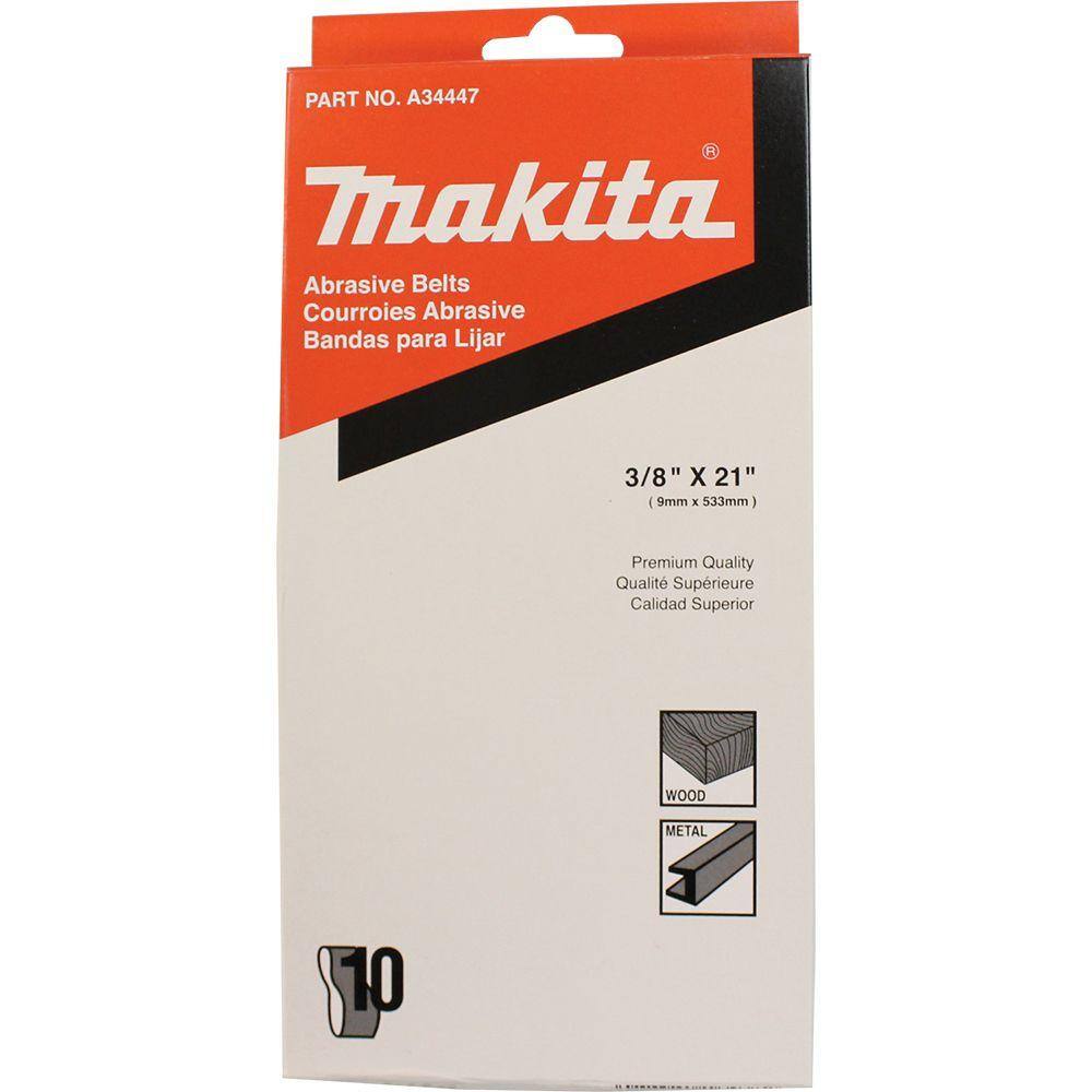 Makita 38 in. x 21 in. 40-Grit Abrasive Belt (10-Pack) for use with 38 in. x 21 in. Belt Sander A-34447