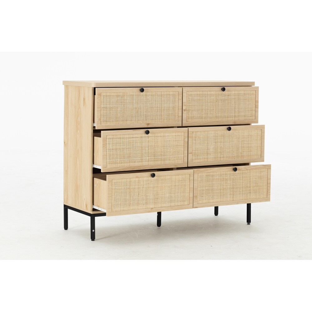 Contemporary White 6 Drawer Dresser with Easy Assembly