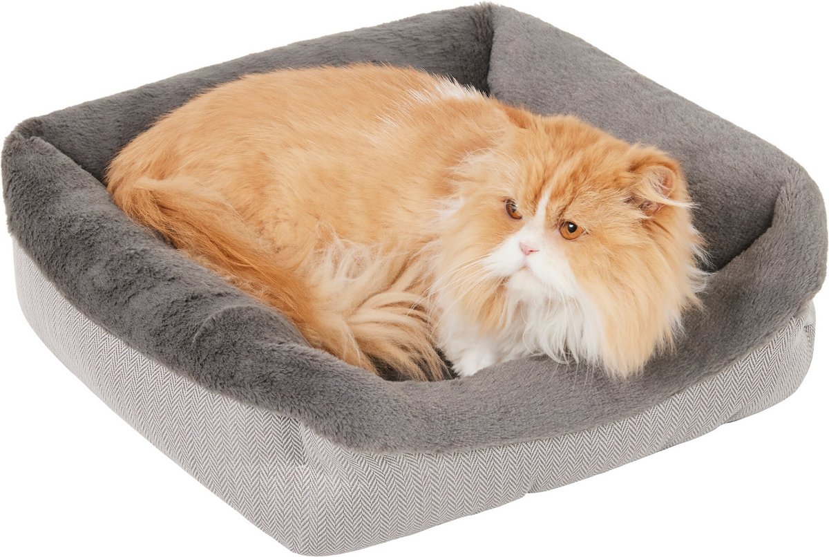 Frisco Herringbone Cuffed Cuddler Dog and Cat Bed