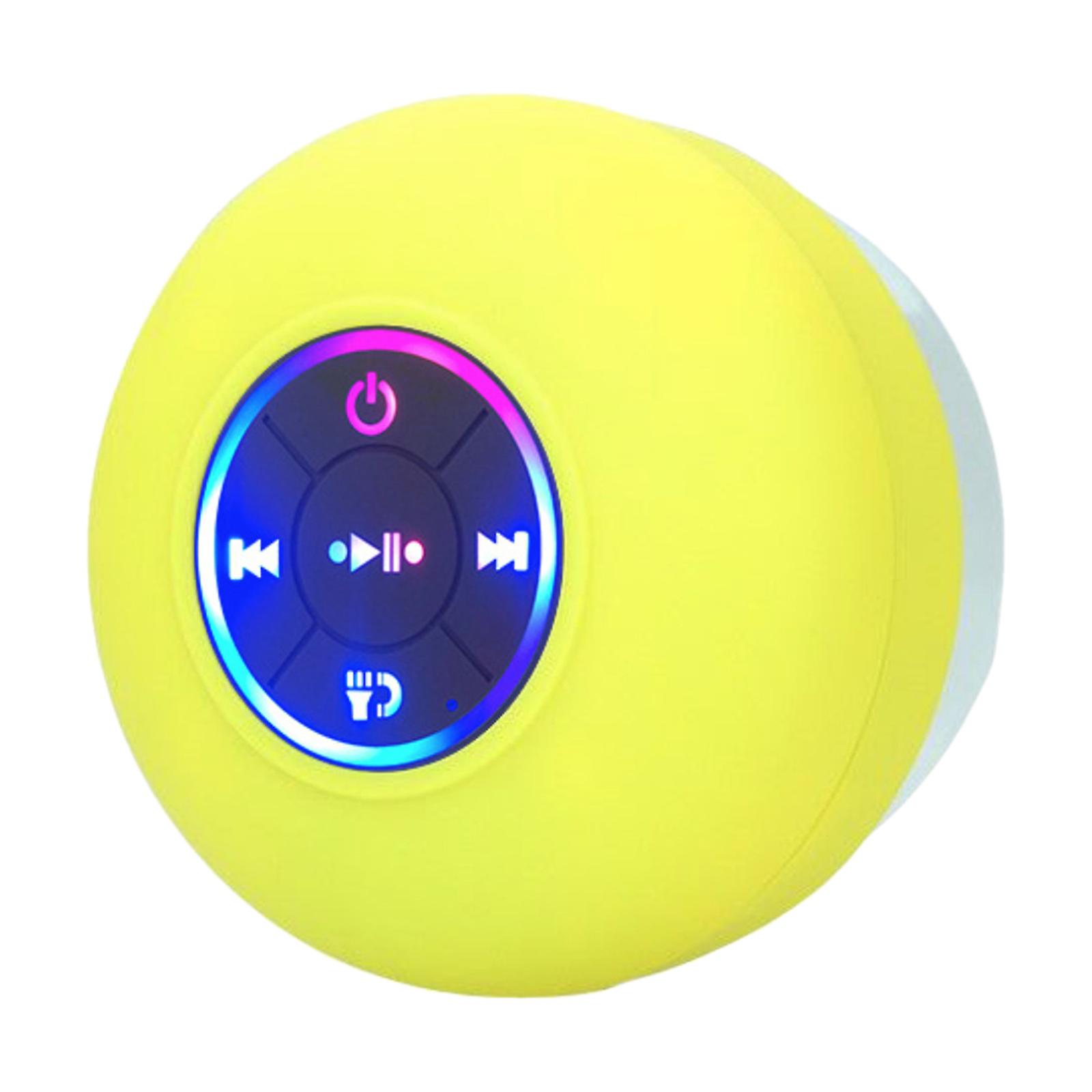 Bt 5.0 Speaker Ipx4 Waterproof Speaker With Suction Cup Shower Speaker With Built-in Mic Hands-free Call Ambient Light， Yellow Yellow