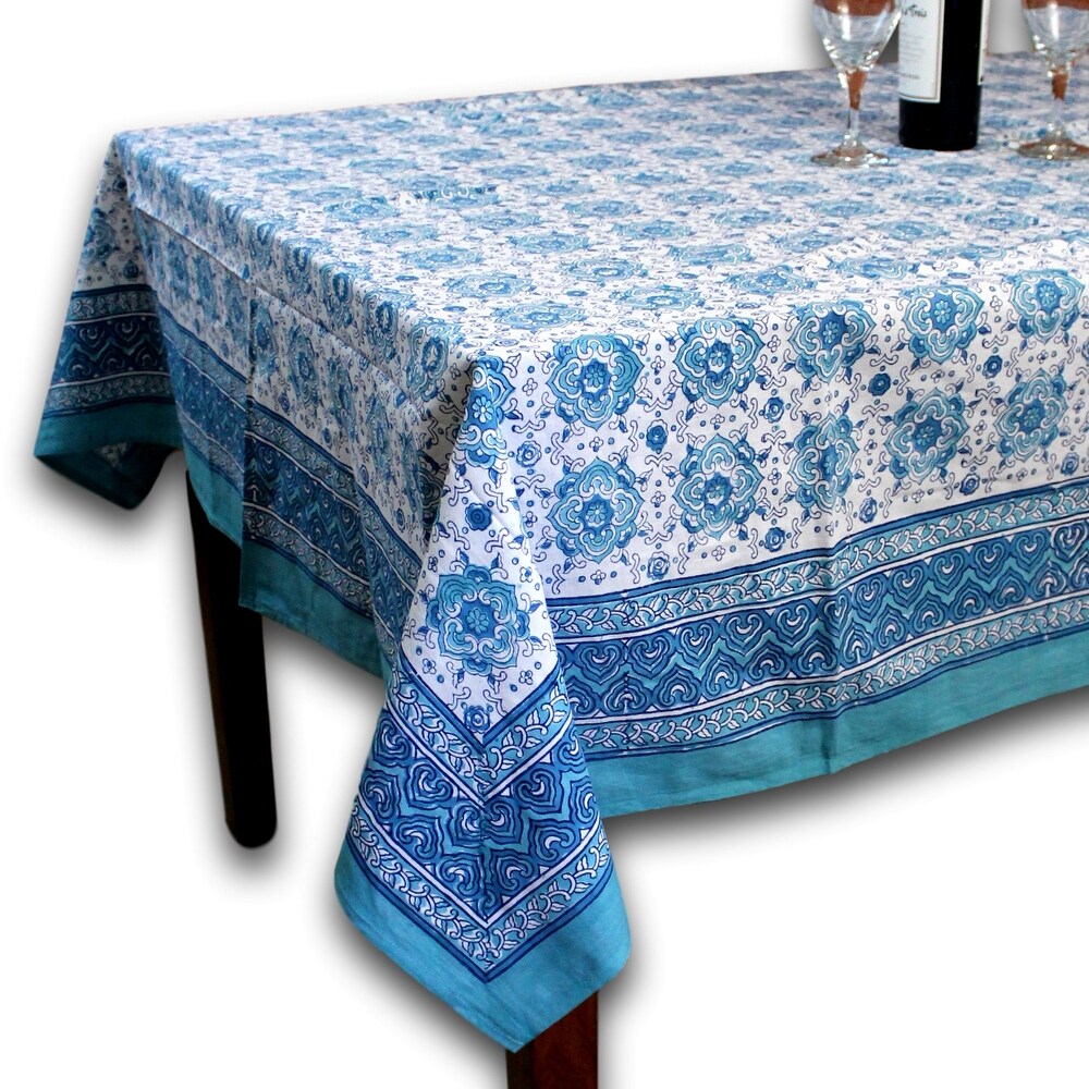 Cotton Pristine Floral Diamonds Tablecloth Rectangle