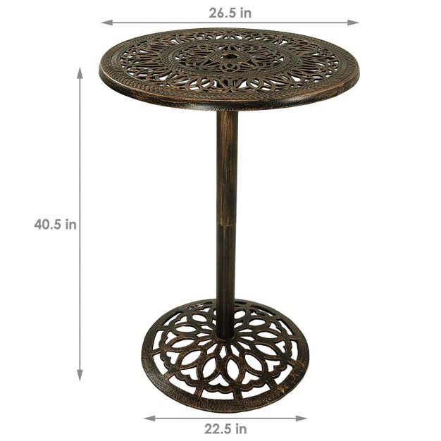 Sunnydaze 40 quot h Cast Iron Base And Cast Aluminum Tabletop Round Bar height Table