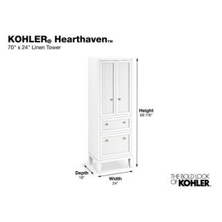 KOHLER Hearthaven 24 in. W Linen Cabinet in White K-33540-ASB-0