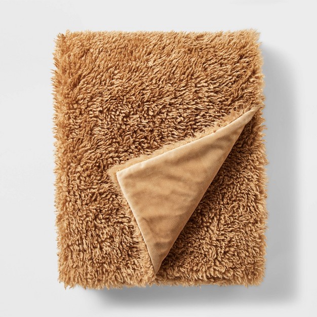 Faux Fur Plush Reverse Throw Blanket Tan Designed With Studio Mcgee