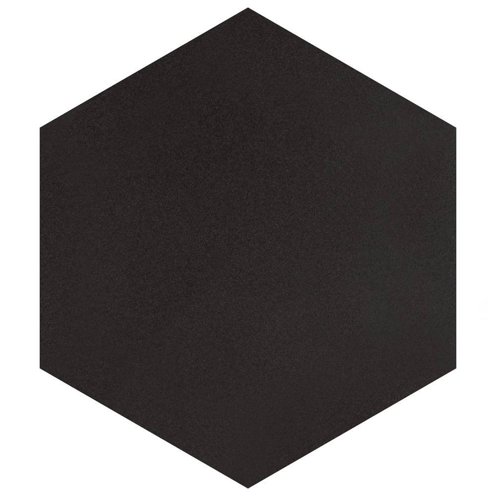 Merola Tile Textile Basic Hex Black 8-58 in. x 9-78 in. Porcelain Floor and Wall Tile (11.5 sq. ft.Case) FCD10BTX