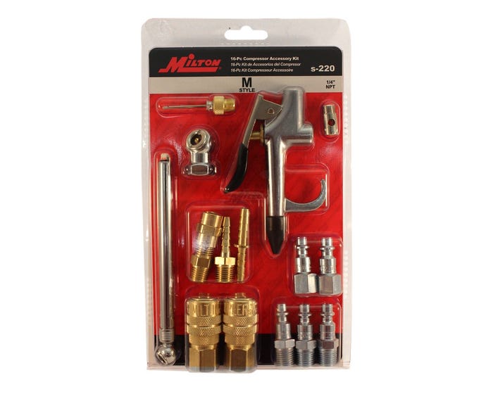 Milton 16 - pc Air Compressor Accessory Kit - M - Style - 1/4 Inch NPT - S-220