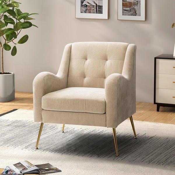 Hyperboreüs Upholstery Accent Armchair with Tufted Back by HULALA HOME