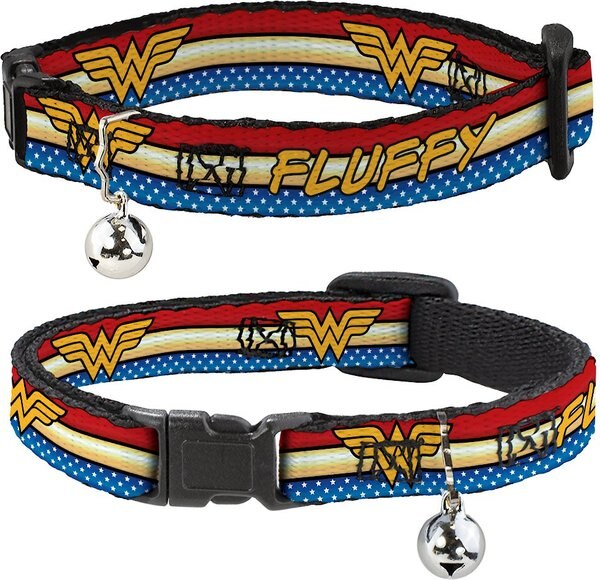 Buckle-Down DC Comics Wonder Woman Personalized Breakaway Cat Collar with Bell