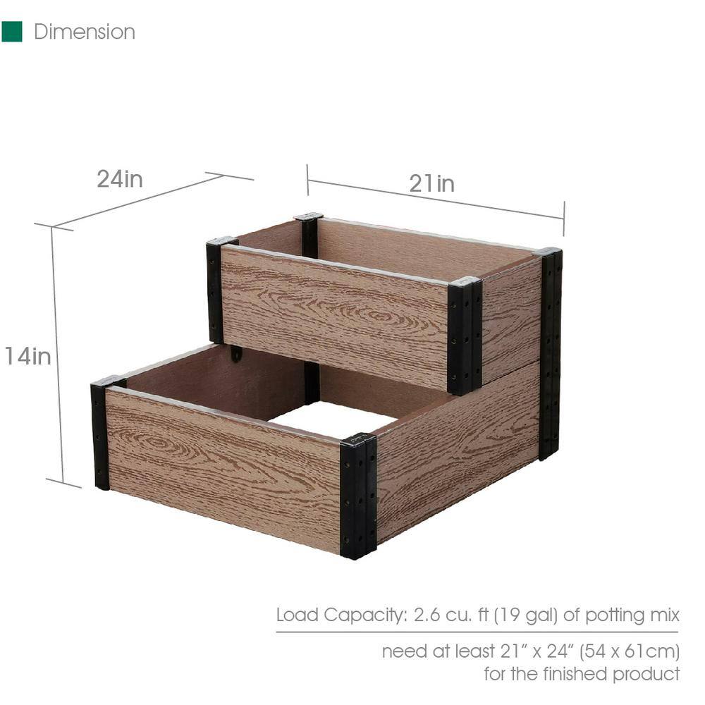 EverBloom 21 in. L x 24 in./12 in. W x 7 in./14 in. H Composite Mini Cascade Garden Bed R0714C2124