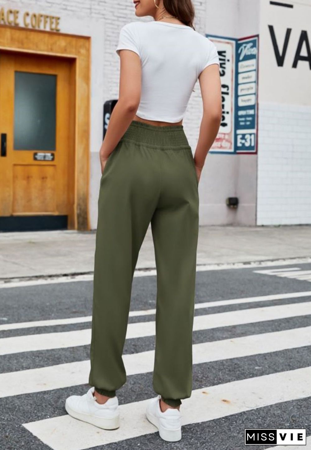 Shirred Waist Jogger Pants