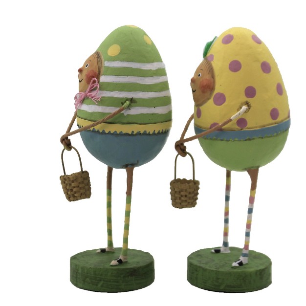 Lori Mitchell Eggland x27 s Best Duo One Figurine 5 75 Inches Easter Crazy Socks Baskets 80059 Polyresin Multicolored