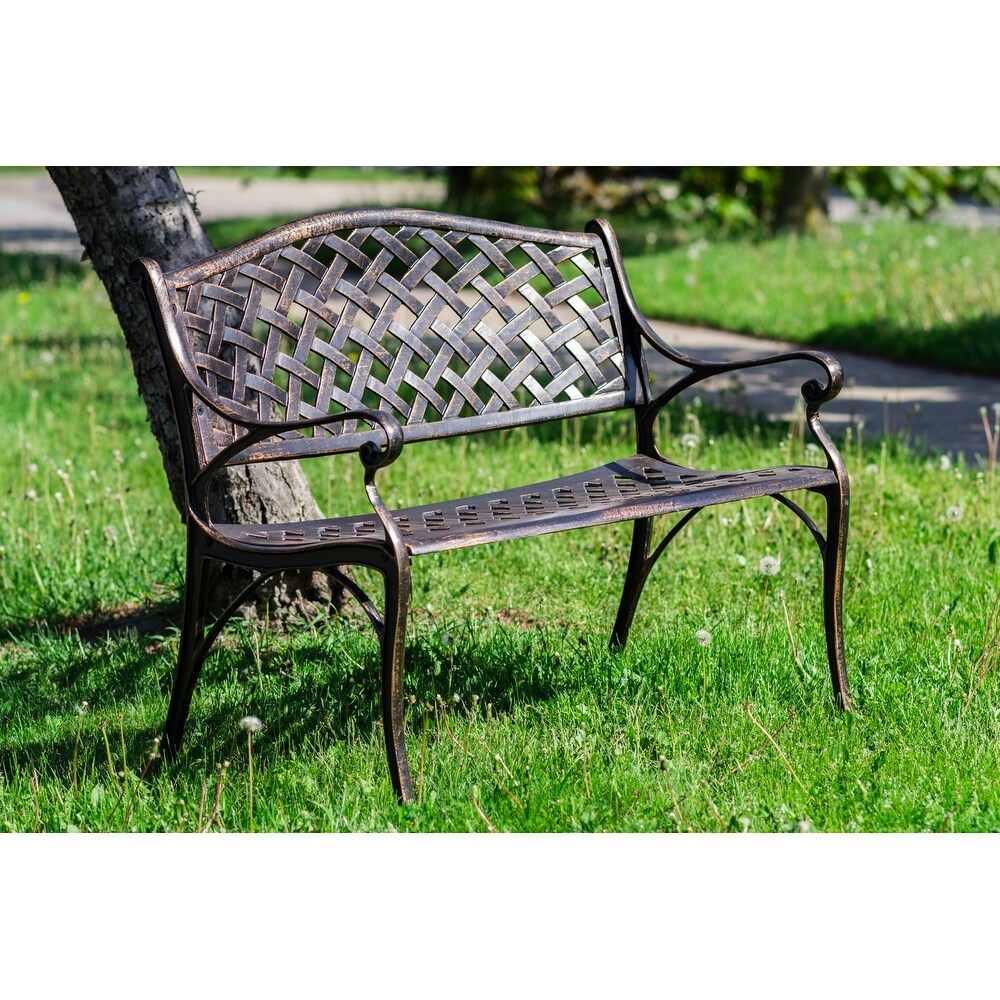 Garden Bench Bronze Colour   Lattice Design 40 Inch Long