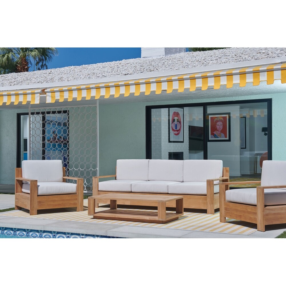 Lothair 4 Piece Teak Deep Seating Outdoor Sofa Set with Sunbrella Cushions