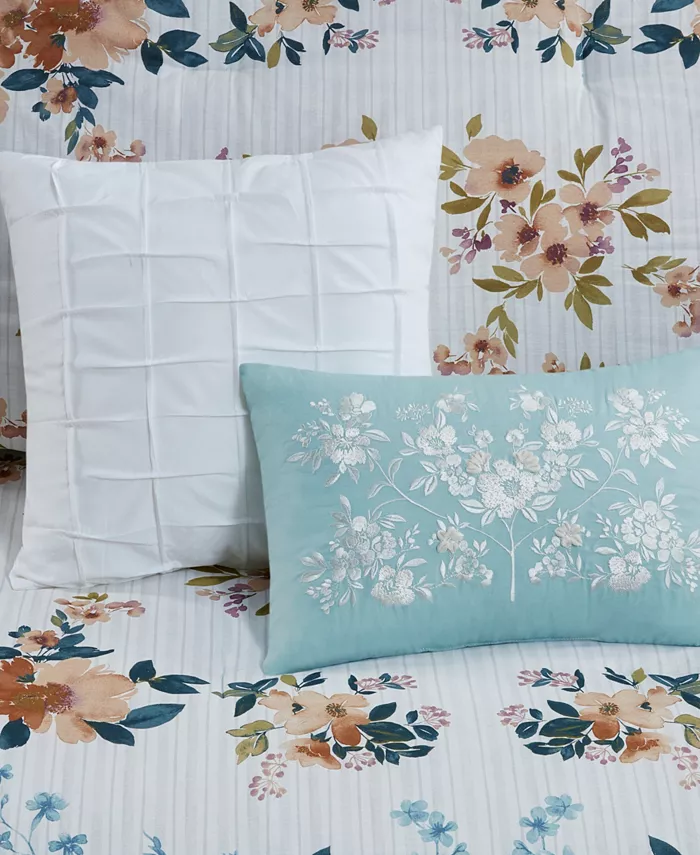 Madison Park Jules Cotton Floral 5-Pc. Comforter Set， Full Queen