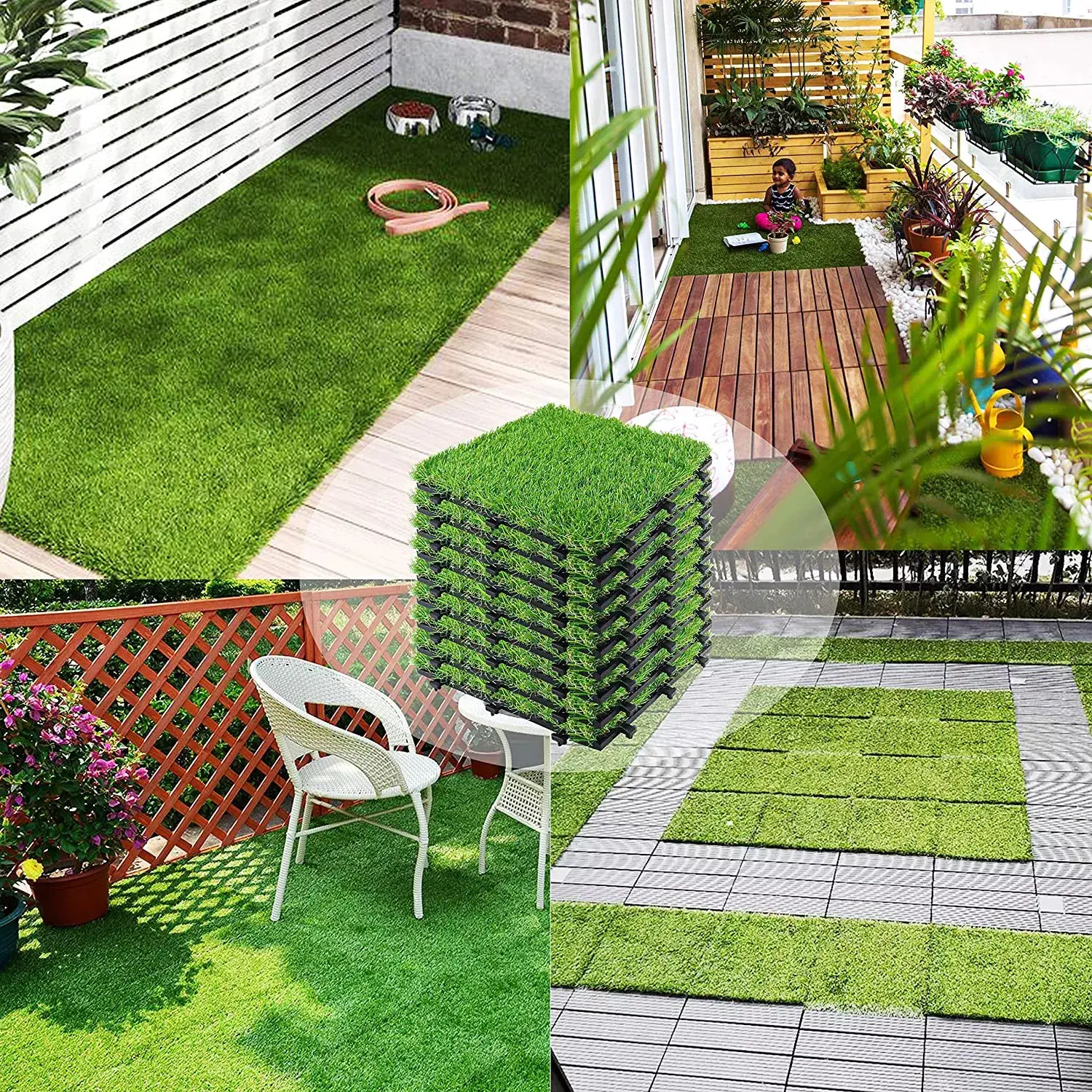 Hot Sale Artificial Grass Interlocking Tiles   The Perfect Solution for a Lush and Low  Maintenance Lawn from factory VIETWOOD