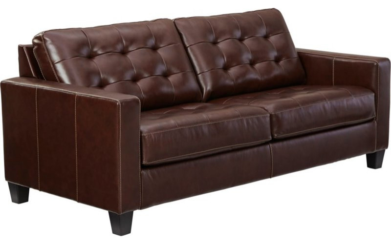 Signature Design by Ashley Altonbury Leather Queen Sleeper Sofa in Walnut   Transitional   Sleeper Sofas   by Homesquare  Houzz