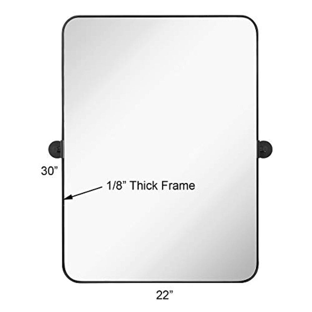 Black Metal Surrounded Round Pivot Mirror