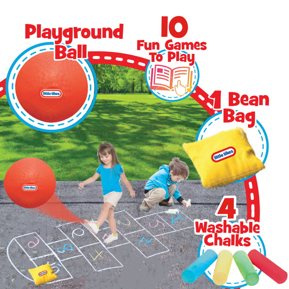 Little Tikes Playground Value Pack， Preschool Toys， Jumbo Chalk， Bean Bag， Round Kickball