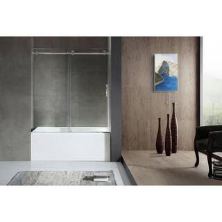 ANZZI 5 ft. Right Drain Tub in White with 60 in. x 62 in. Frameless Sliding Tub Door with Chrome Finish Hardware SD1701CH-3060R