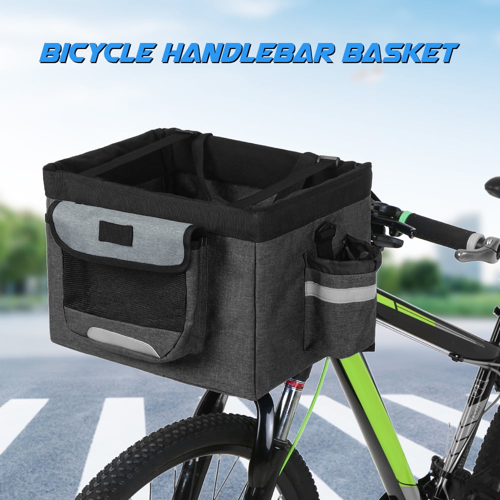 Foldable Bicycle Front Basket Removable Bike Pet Basket Dog Cat Carrier