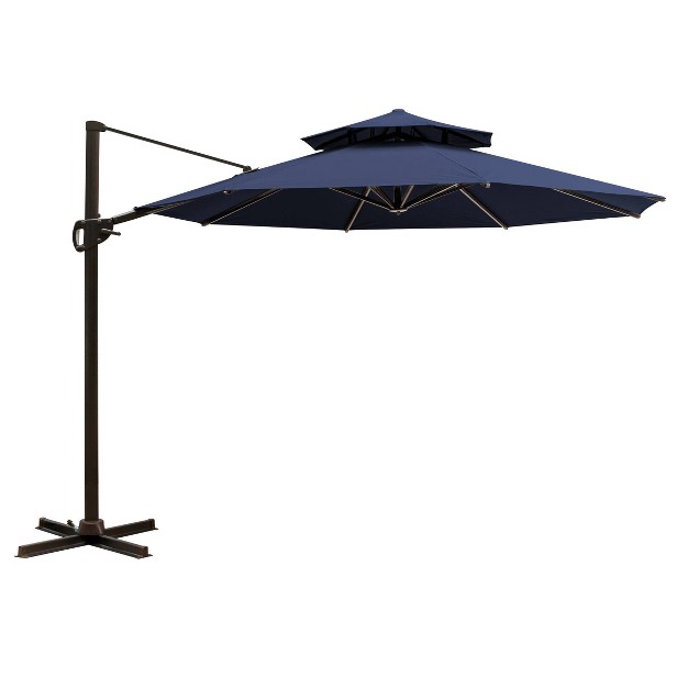 11 5 x27 X 11 5 x27 Double Top Round Aluminum Offset Umbrella Outdoor Hanging Cantilever Umbrella Navy Crestlive Products