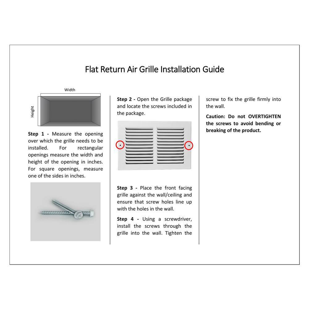 Venti Air 14 in. x 14 in. White Flat Return Air Steel Grille HRG1414