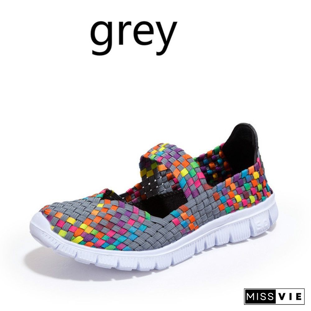 8 Colors Women's Slip On Running Shoes Casual Breathable Mesh Fabric Sneaker Flat Sandals