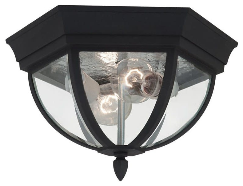 Generation Lighting 78136 Wynfield 2 Light 13 quotW Outdoor Flush   Traditional   Outdoor Flush mount Ceiling Lighting   by Buildcom  Houzz