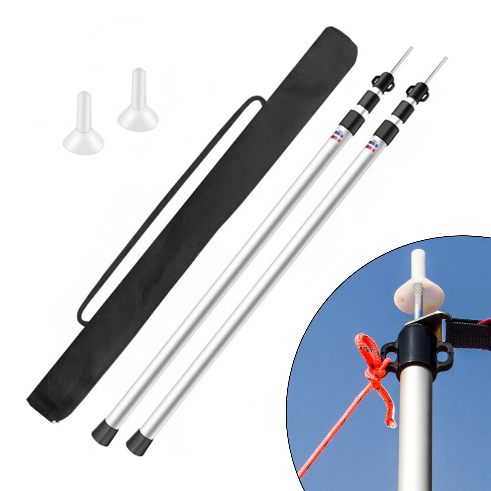 MONIPA Universal Telescopic Tent Poles Two-piece Adjustable Aluminum Bars Awnings Camp