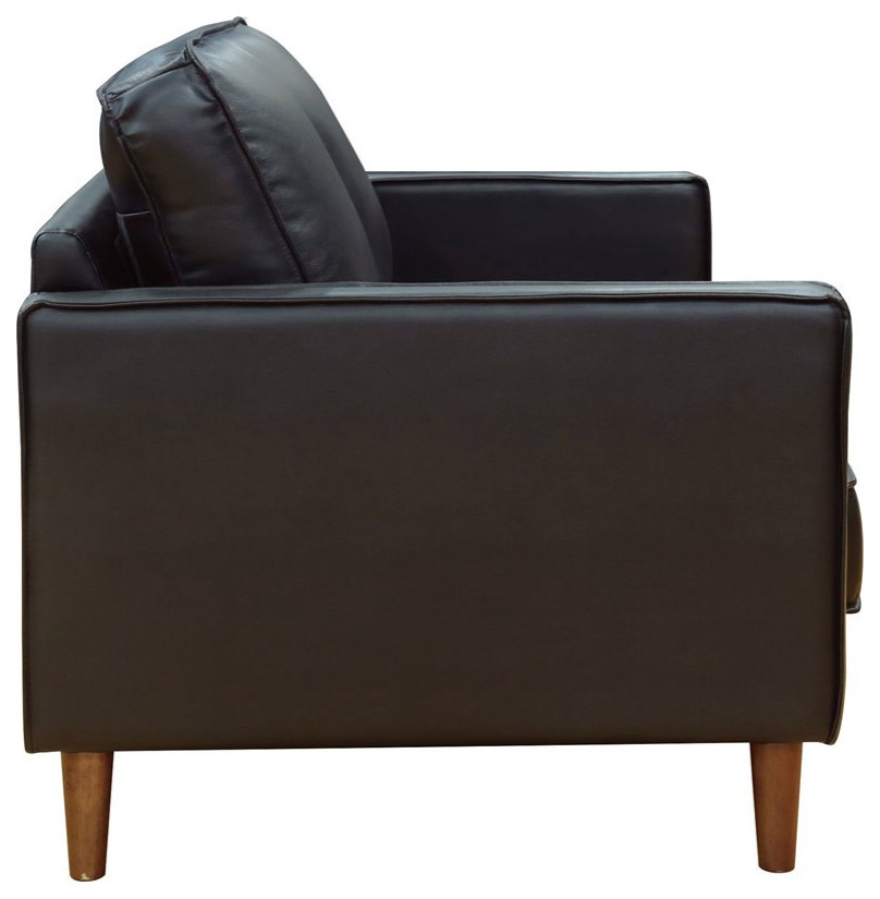 Sunset Trading Prelude 55 quotContemporary Top Grain Leather Loveseat in Black   Midcentury   Loveseats   by Homesquare  Houzz