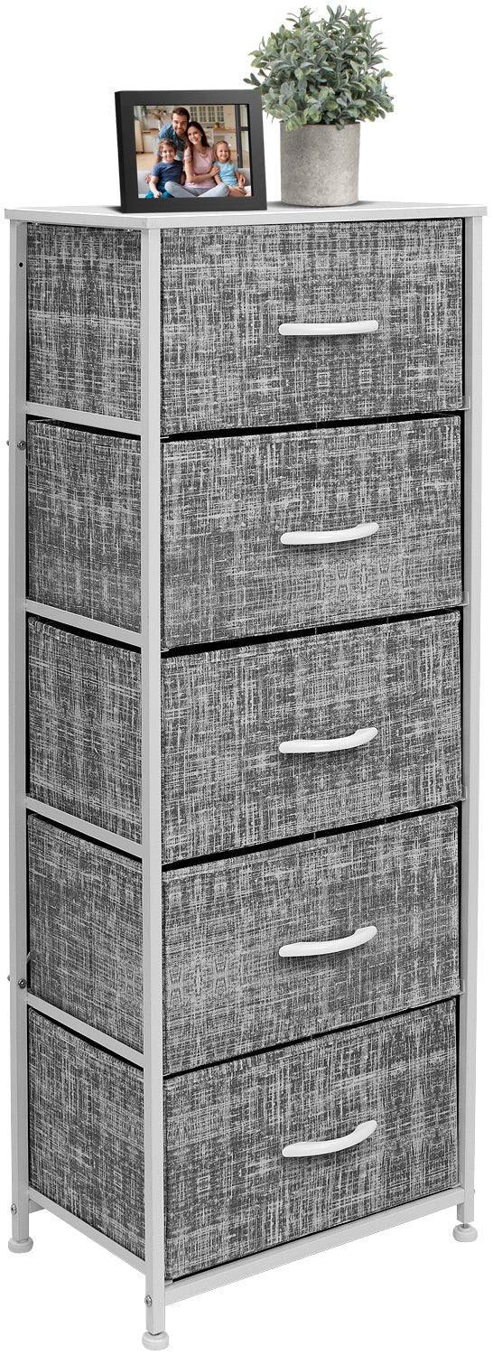 Sorbus Dresser Storage Tower, Organizer for Closet, Tall Dresser for Bedroom, Chest Drawer for Clothes, Hallway, Living Room, College Dorm, Steel Frame, Wood Top, Fabric, 5 Drawers