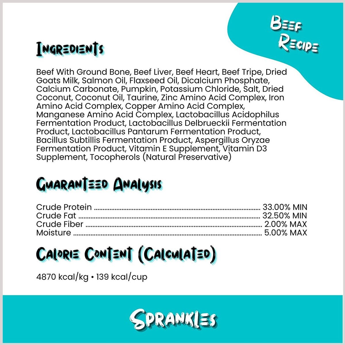 Sprankles Beef Recipe Meal Grain-Free Freeze-Dried Raw Dog Food