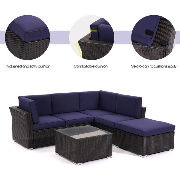 4 pieces Outdoor Patio Furniture Rattan Conversation Sofa Sectional Sets - Overstock - 33808766