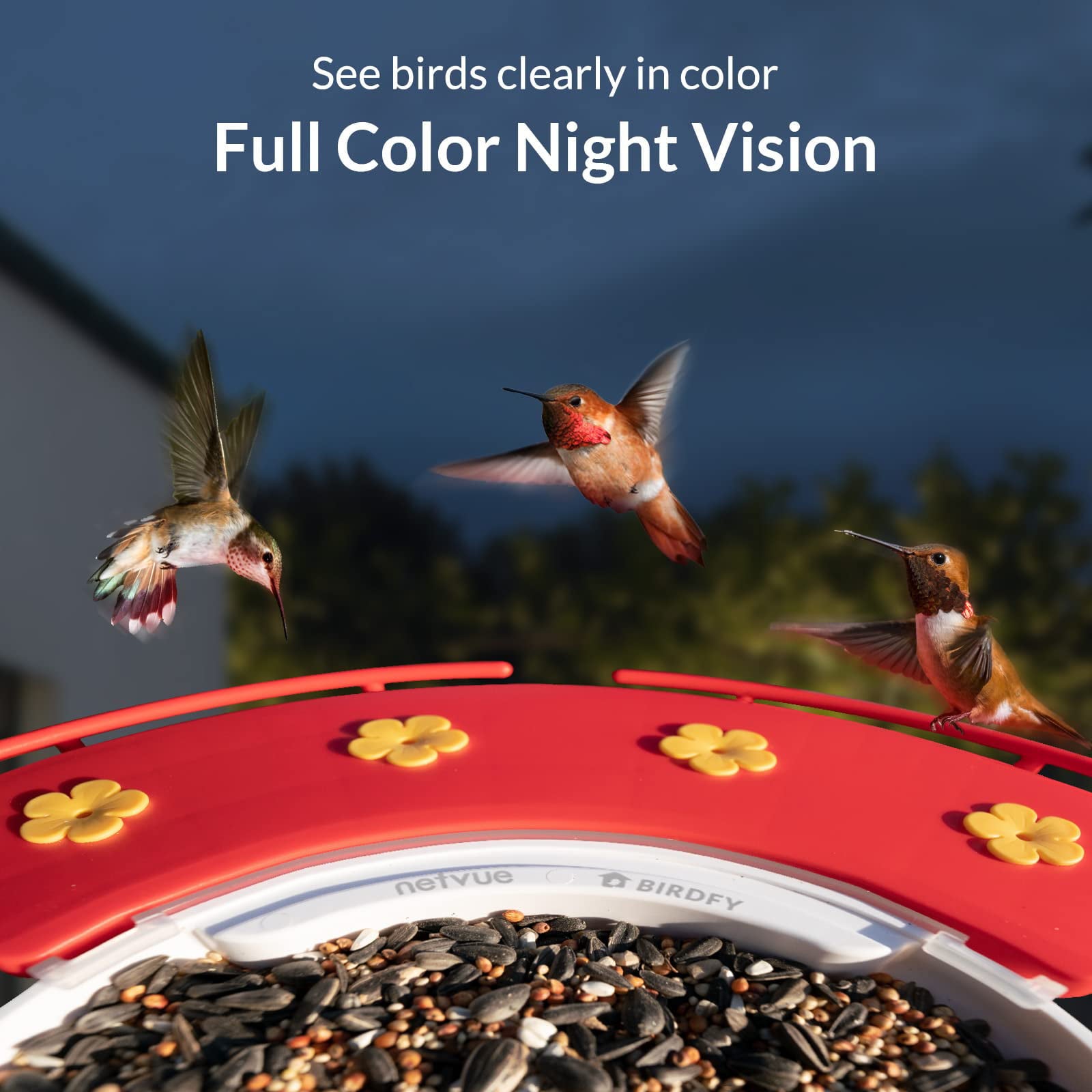 Smart Hummingbird Feeder with Camera for Outdoor Hummingbird Watching， Solar Powered Hummingbird Nectar Feeder with Ant Moat Leak-Proof， 2 in 1 Feeders， Ideal Bird Gift for Hummingbird Lovers， Red