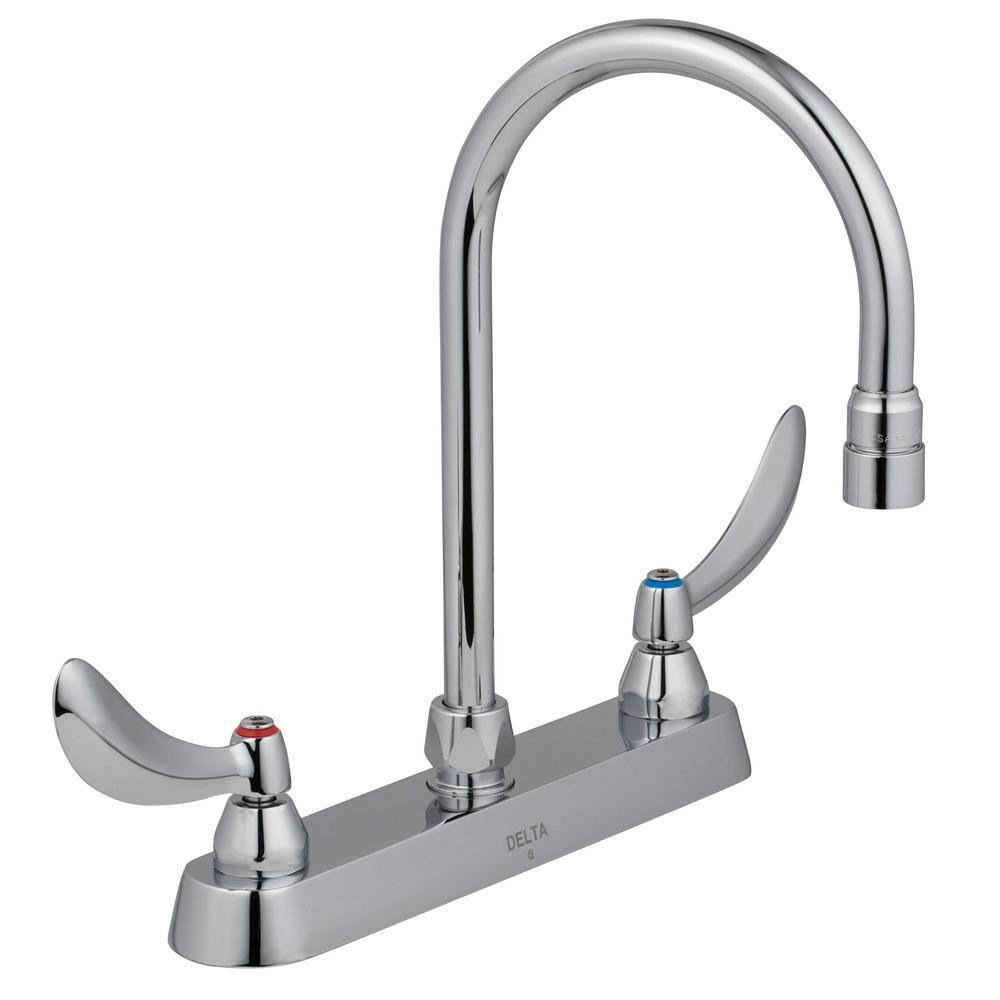 Delta Commercial 2-Handle Kitchen Faucet in Chrome with Lever Blade Handles 26C3934