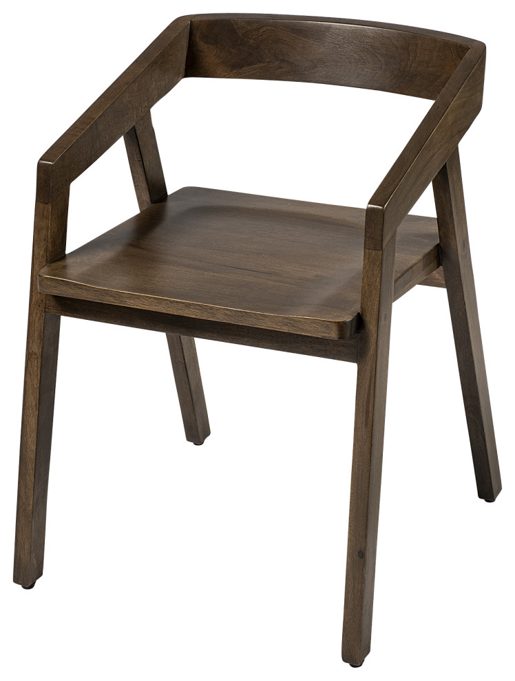 HomeRoots Brown Solid Wood Dining Chair   Midcentury   Dining Chairs   by VirVentures  Houzz