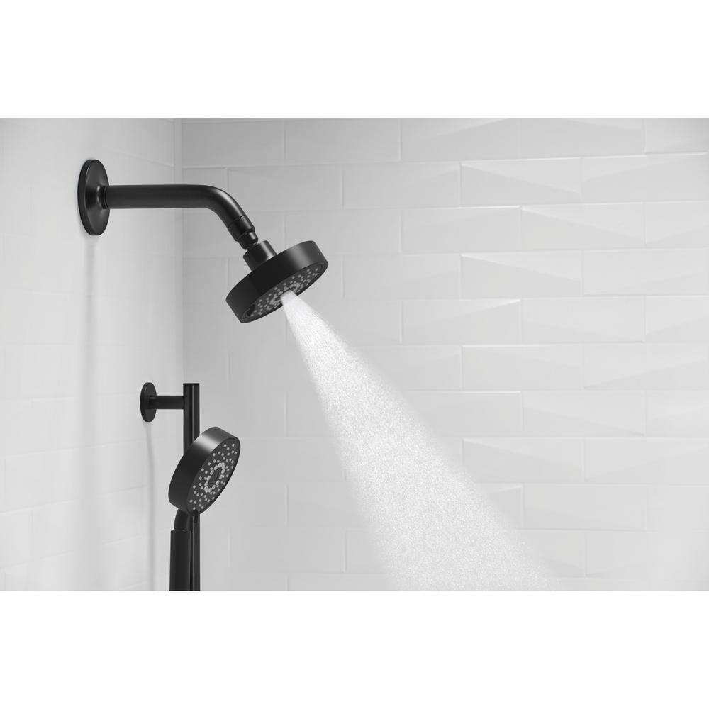 KOHLER Purist 3-Spray 5 in. Triple Wall Mount Handheld Shower Head in Matte Black K-22166-BL