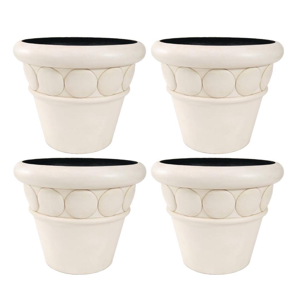 MPG 32 in. Dia Aged White Composite Commercial Planter (4-Pack) PC8138AW-4