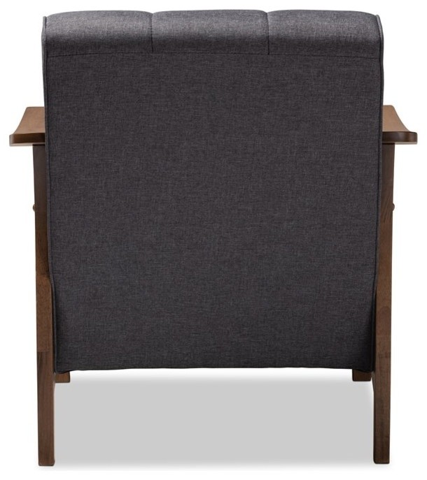 Baxton Studio Larsen Fabric Upholstered Walnut Wood Accent Chair in Gray   Midcentury   Armchairs And Accent Chairs   by HedgeApple  Houzz