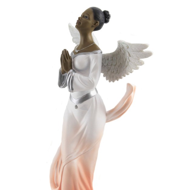 Black Art Angel With Orange Sash One Figurine 11 75 Inches Prayer Wings Religious 17764 Polyresin Orange