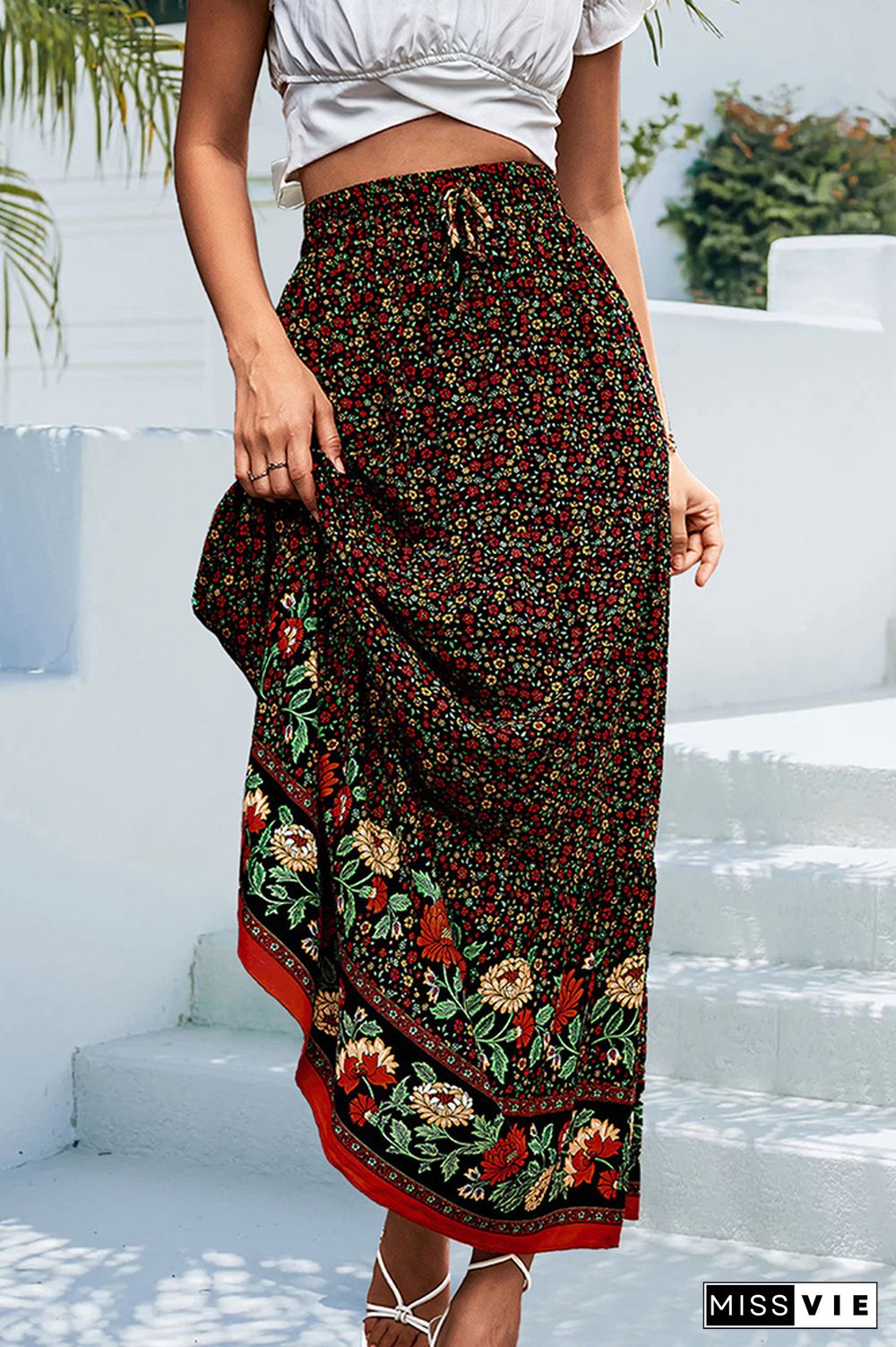 High Waist Floral Boho Skirt Dress